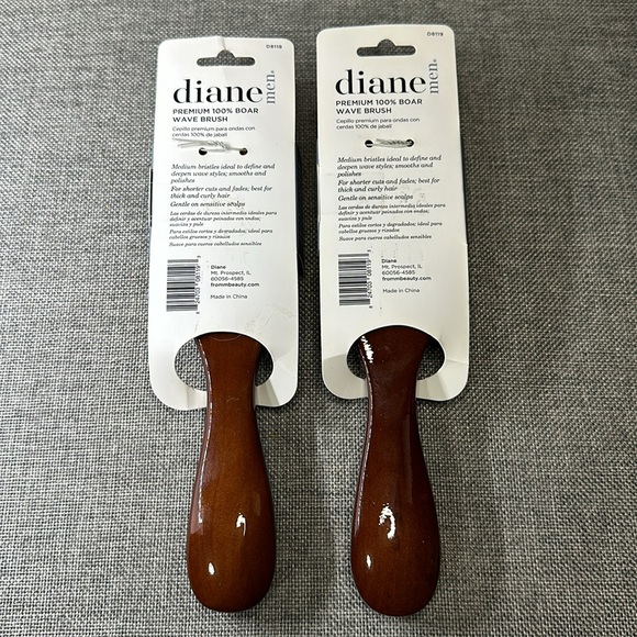 diane Premium 100% Medium Firm Boar Bristle Wave Brush Set of 2 NEW - Picture 2 of 4